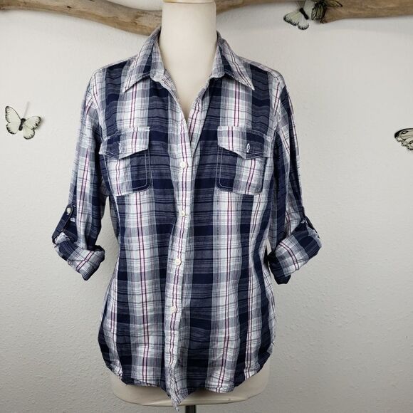 **not for sale** Tommy Hilfiger plaid button up shirt fitted - Picture 1 of 8